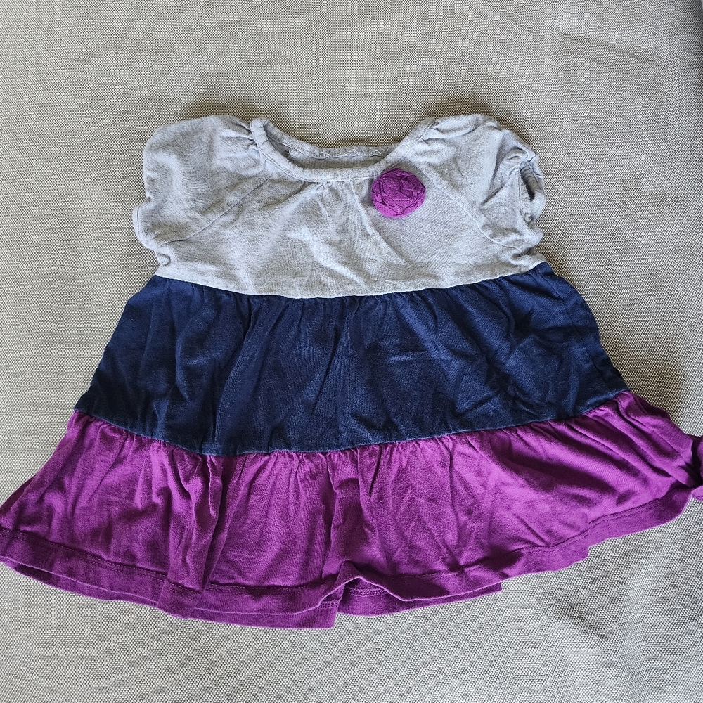 Baby dress stripped with flower applique 24m Oshkosh